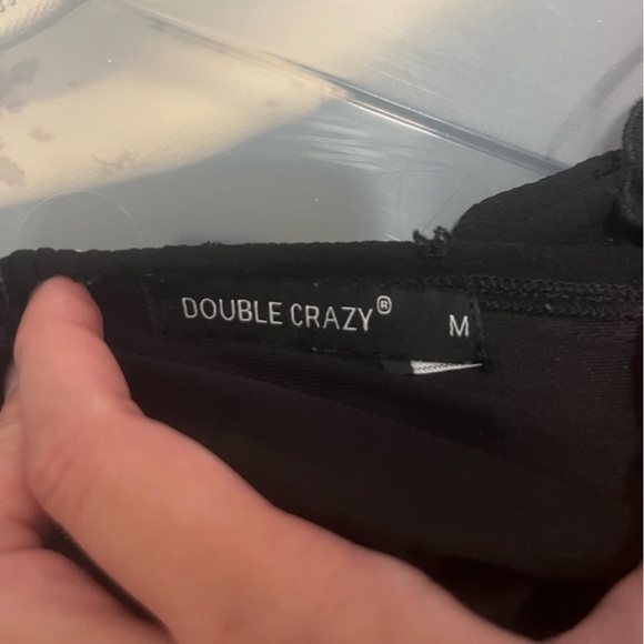 Shein Double Crazy Black Bardot Swiss Dot Frill Drawstring Detail Dress - Picture 6 of 10